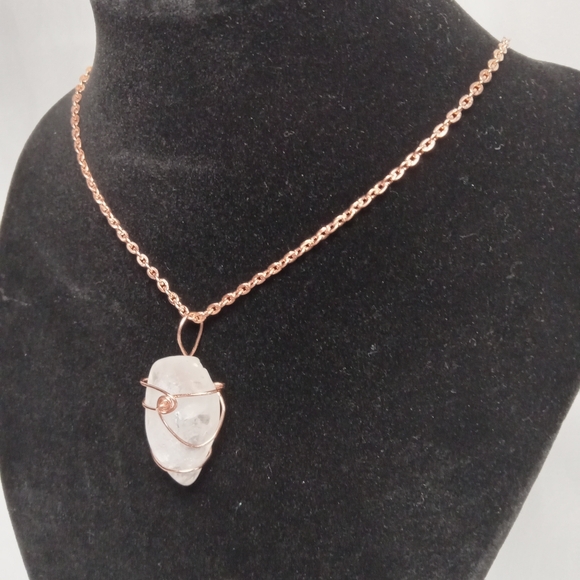 Hand Crafted Rose Gold and White Pendant Necklace - Picture 4 of 6